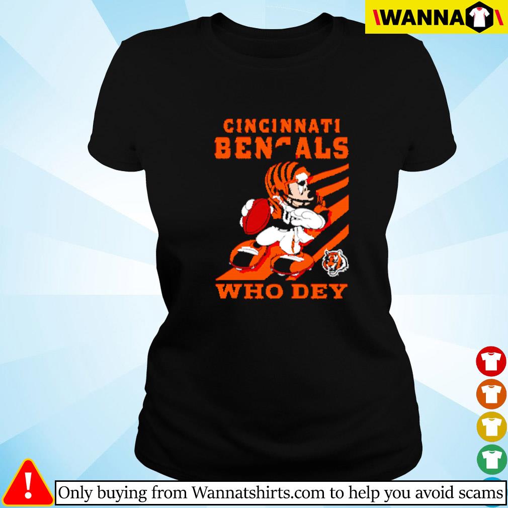 Cincinnati Bengals Slogan Who Dey Mickey Mouse NFL Shirts Cincinnati Bengals  Disney football Mickey Mouse NFL Slogan T Shirt – Teelion