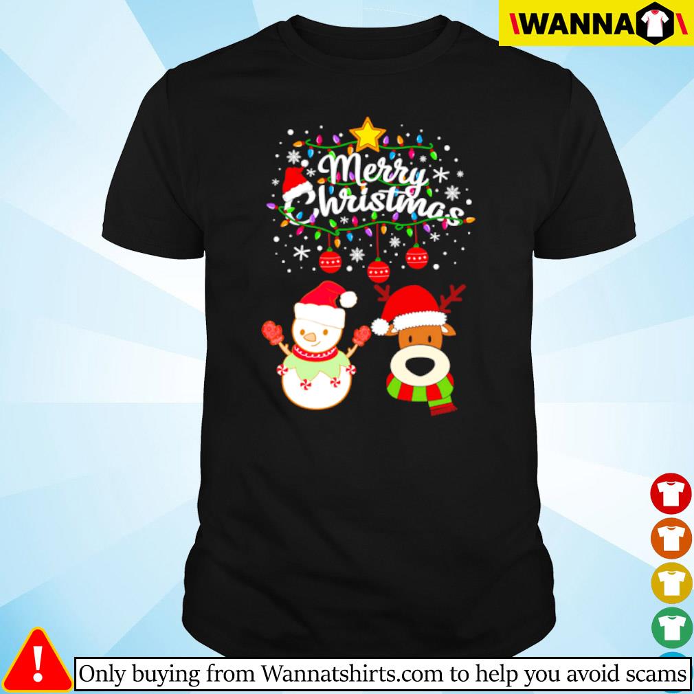 Top Snowman and dog merry Christmas shirt