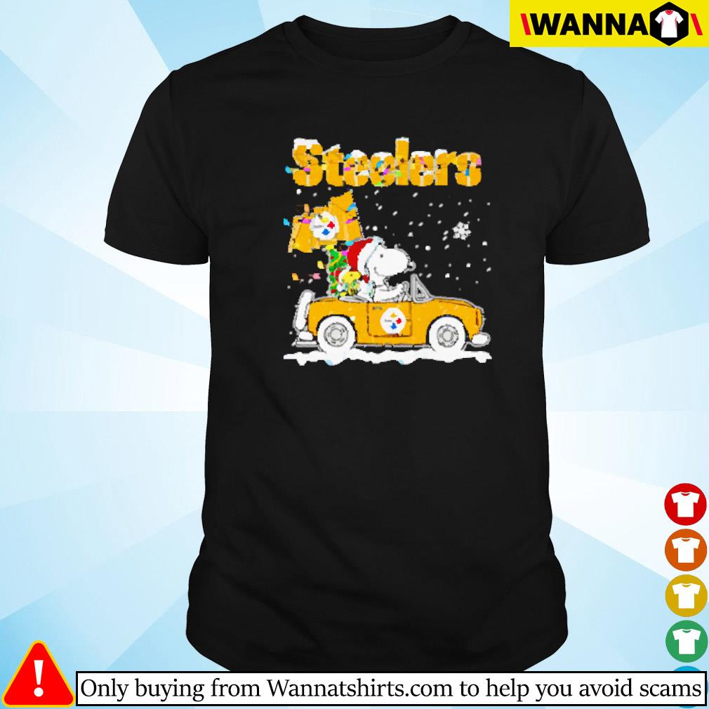 Best Snoopy and Woodstock driving car Pittsburgh Steelers Christmas shirt