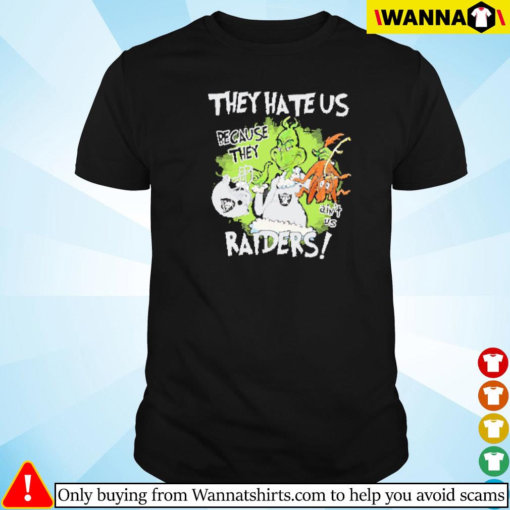Official Mr. Grinch and Max they hate us because they ain't us Las Vegas Raiders shirt
