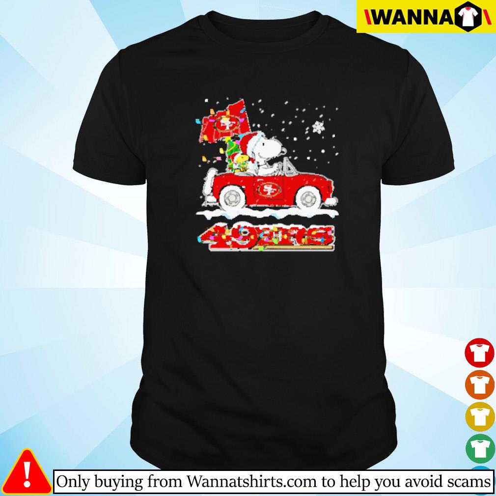 Official Snoopy and Woodstock driving car San Francisco 49ers Christmas shirt